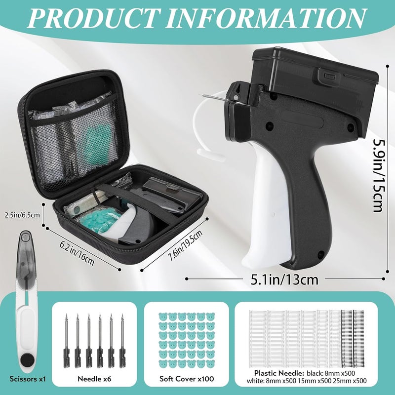 Fonwill Clothing Label Gun with Box,Standard Retail Price Tag Labeling Gun Kit,Having 6 Needles, 2000 Micro Fasteners, Scissors and Soft Cover,Suitable for Store,Warehouse,Consignment,Yard Sale,etc.(Black) - Image 4